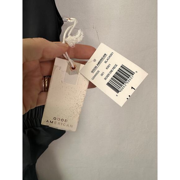 Good American Waist Framer Swimsuit Drawstring Sexy Black One Piece SMALL 1 NEW - Picture 5 of 8